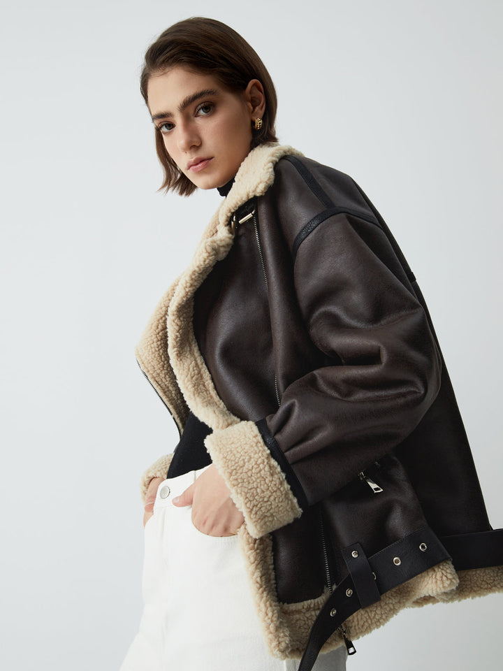Brown Leather Flight Jacket for Women - Mila-XS-The Livary