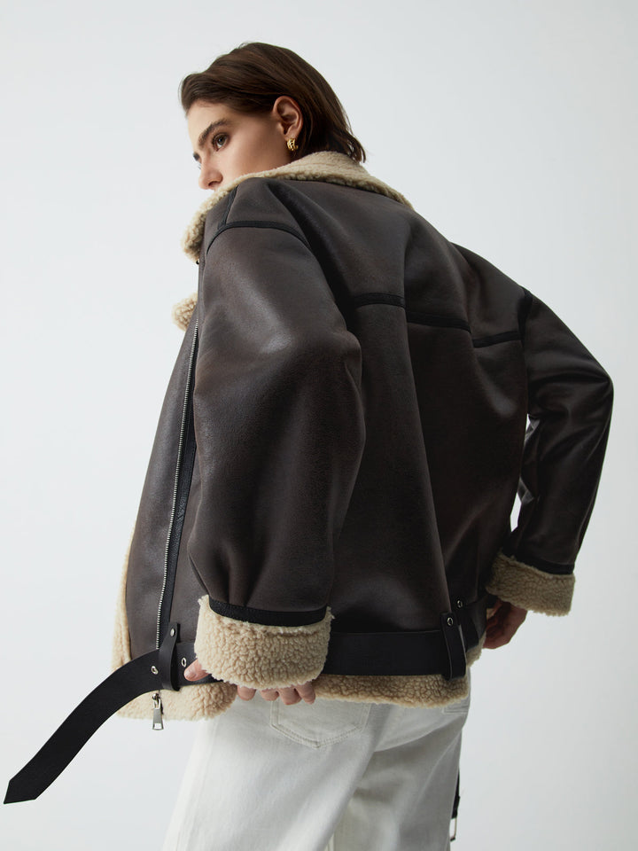 Brown Leather Flight Jacket for Women - Mila-XS-The Livary