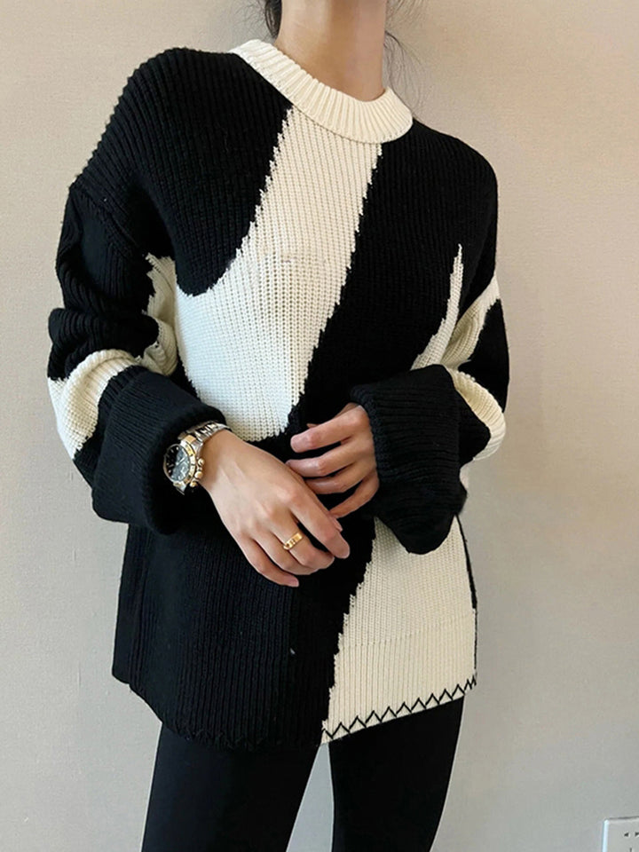 Oversized Zebra Print Sweater for Women - Lyla-Black-XS-The Livary
