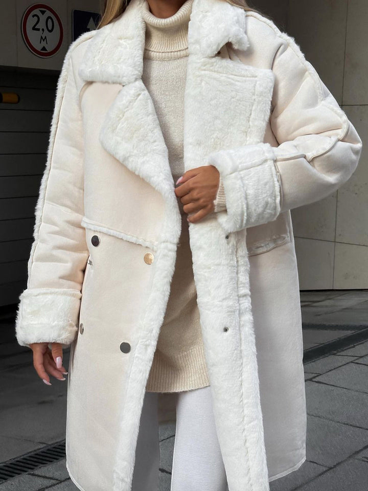 Stylish Long Polar Fleece Women's Coat - Ava-Beige-S-The Livary