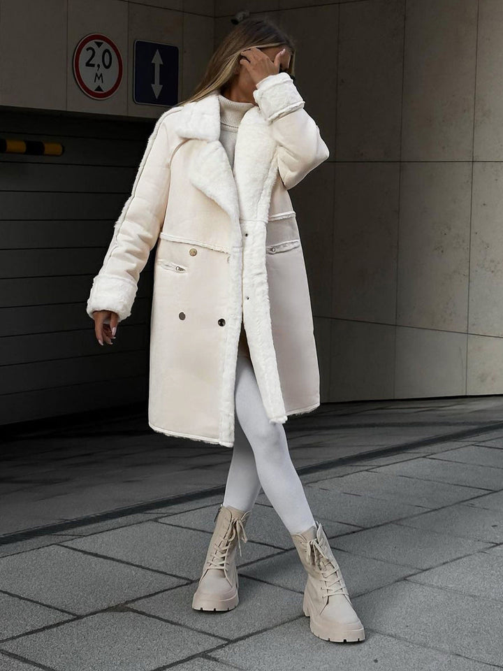 Stylish Long Polar Fleece Women's Coat - Ava-Beige-S-The Livary