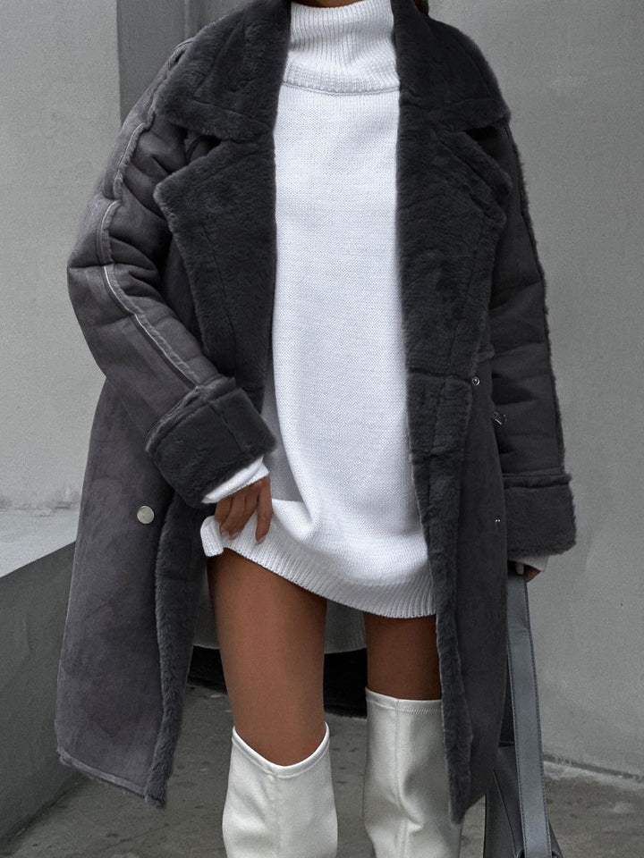 Stylish Long Polar Fleece Women's Coat - Ava-Beige-S-The Livary