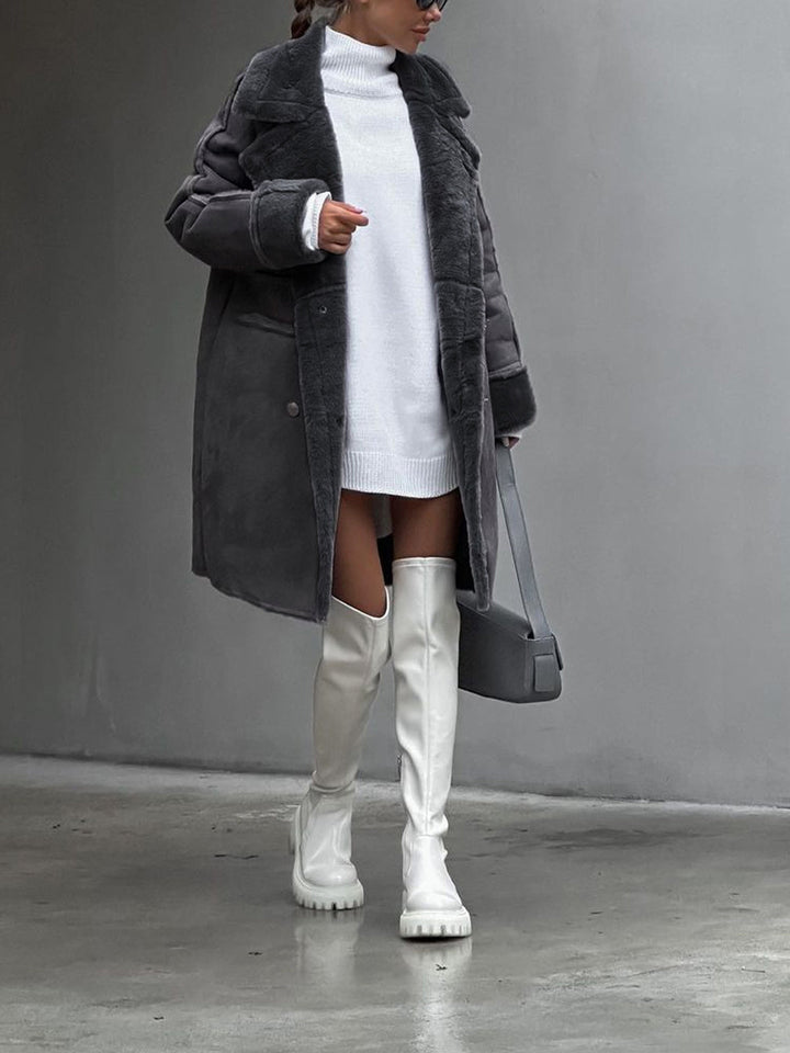 Stylish Long Polar Fleece Women's Coat - Ava-Beige-S-The Livary