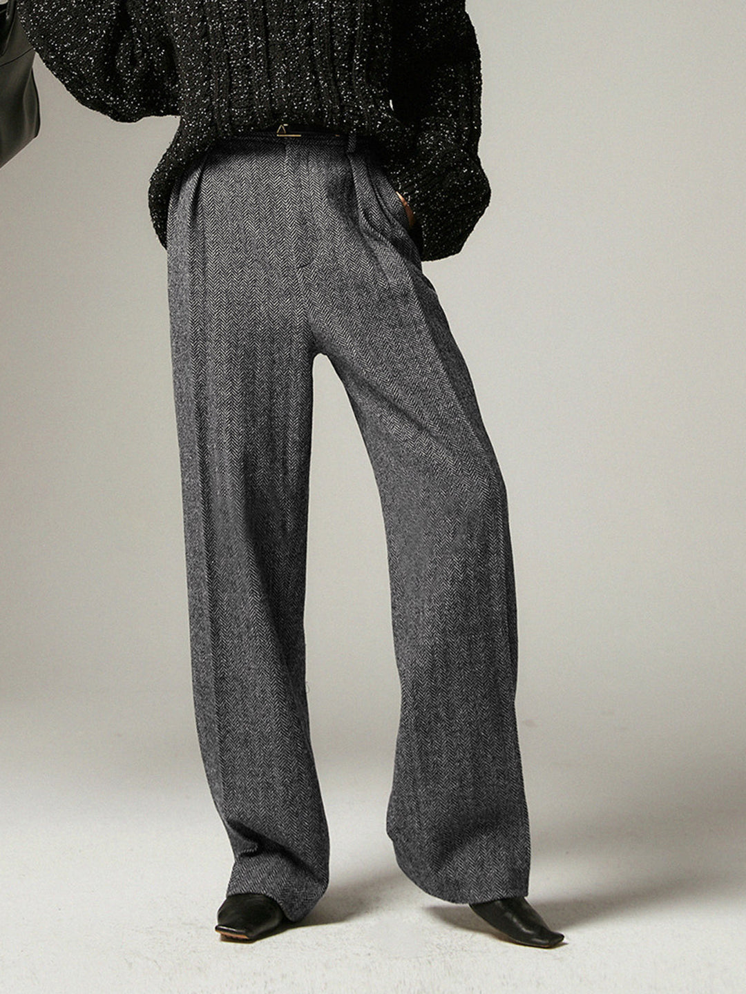 Grey Wide Trousers for Women - Alessia-XS-The Livary