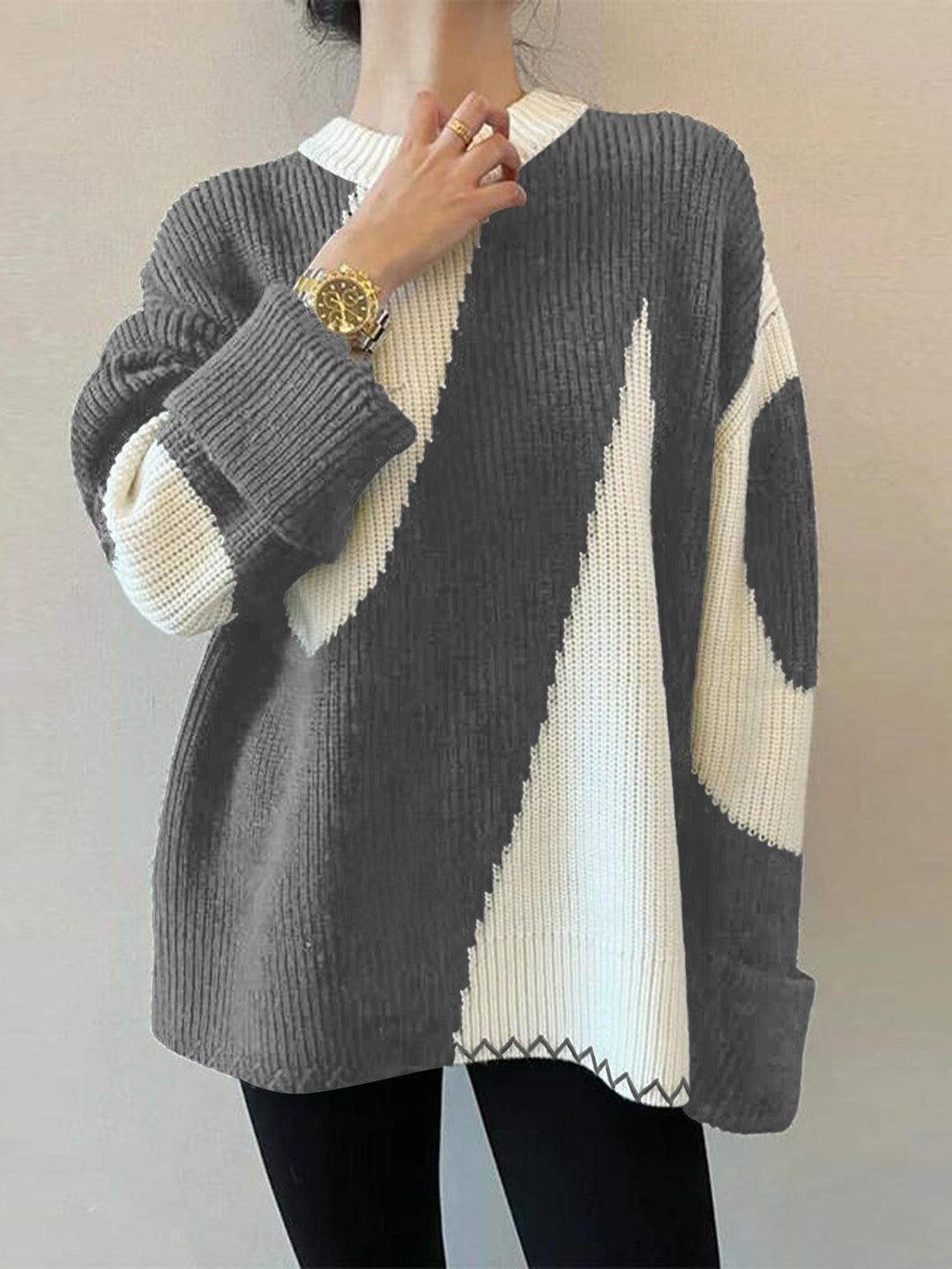 Oversized Zebra Print Sweater for Women - Lyla-Grey-XS-The Livary