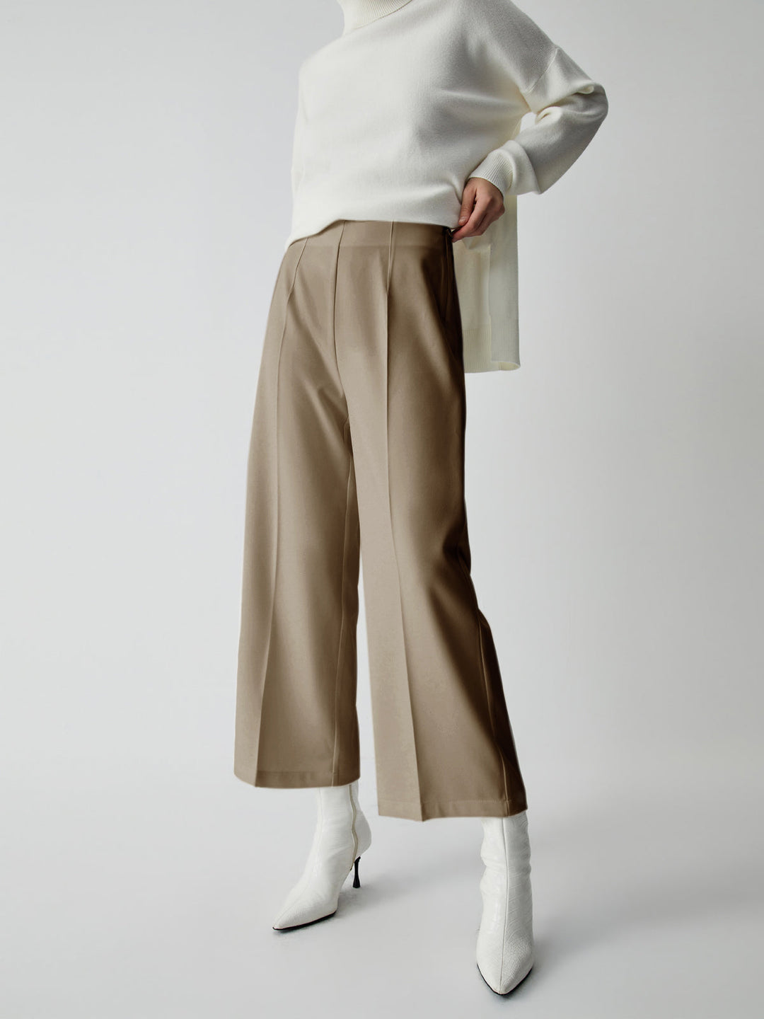 Wide Trousers for Women - Selina-Khaki-XS-The Livary