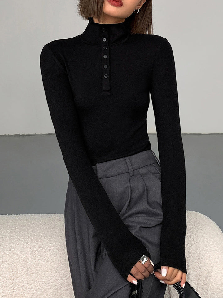 Ladies' Jumper with Buttons - Aurora-Black-XS-The Livary