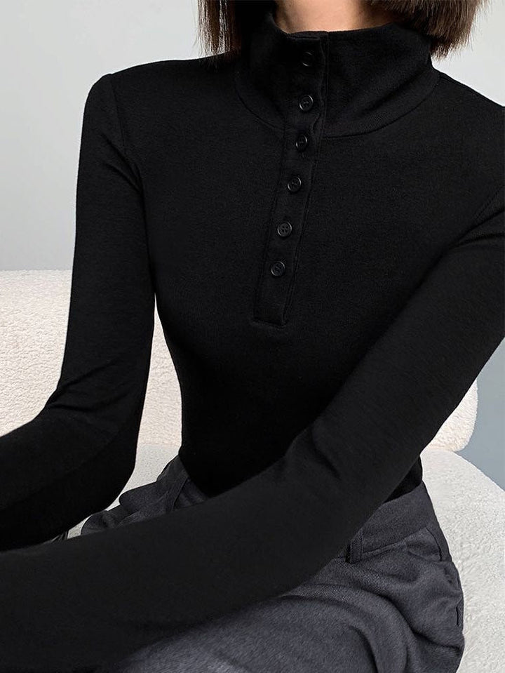 Ladies' Jumper with Buttons - Aurora-Black-XS-The Livary