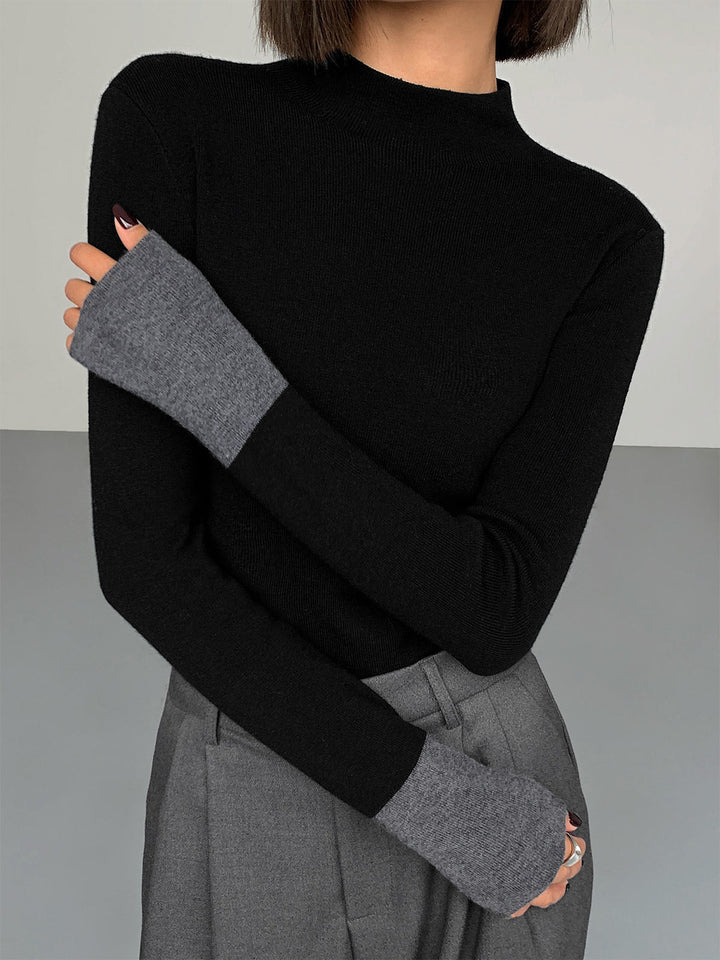 Long Sleeve Contrast Top for Women - Lana-Black-XS-The Livary