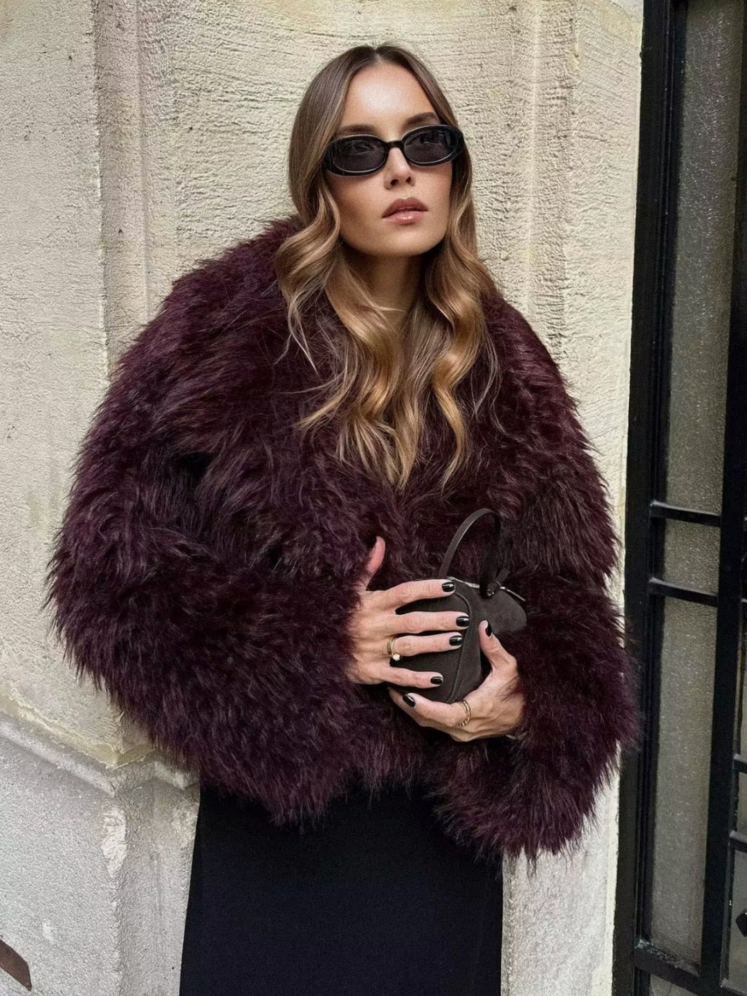 Fluffy Imitation Fur Short Jacket - Lina-XS-The Livary
