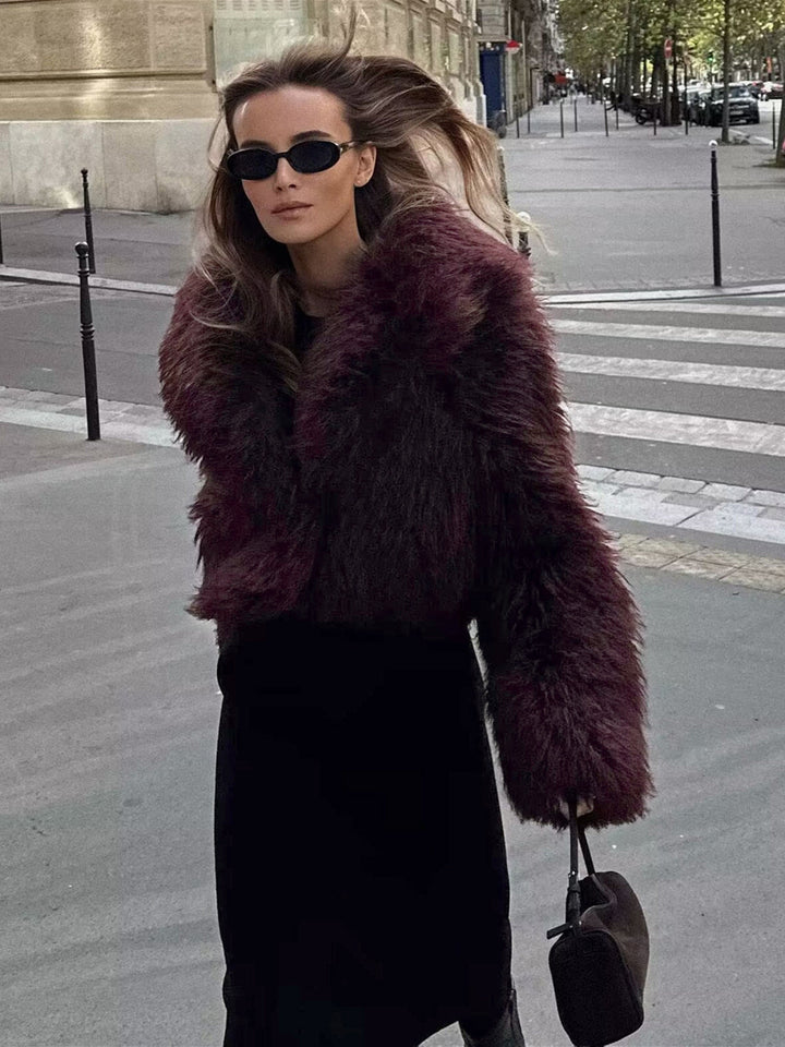Fluffy Imitation Fur Short Jacket - Lina-XS-The Livary