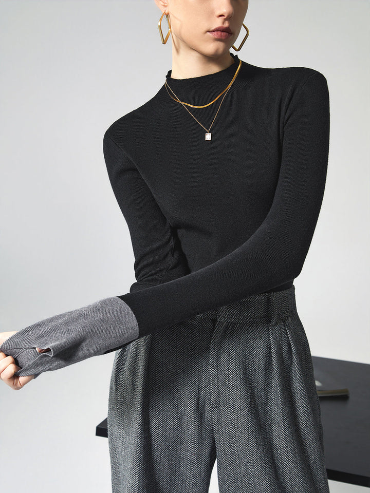 Long Sleeve Contrast Top for Women - Lana-Black-XS-The Livary