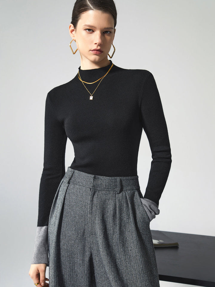 Long Sleeve Contrast Top for Women - Lana-Black-XS-The Livary