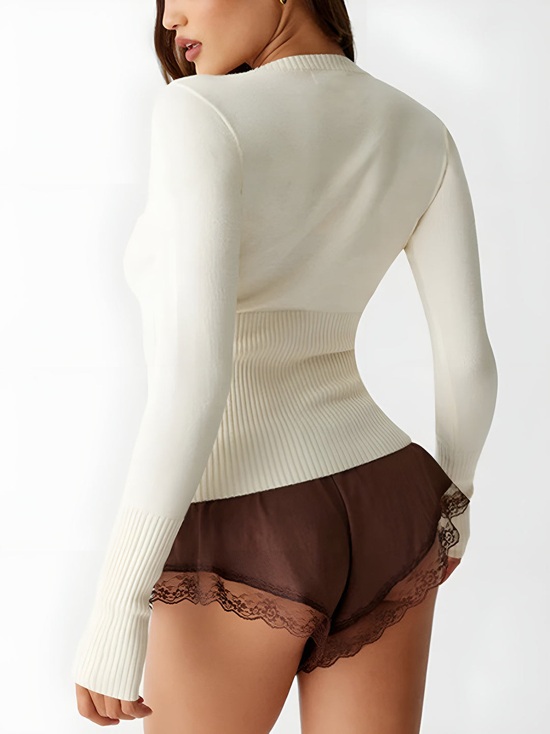 Casual Knitted Ladies Shirt - Elodie-White-XS-The Livary