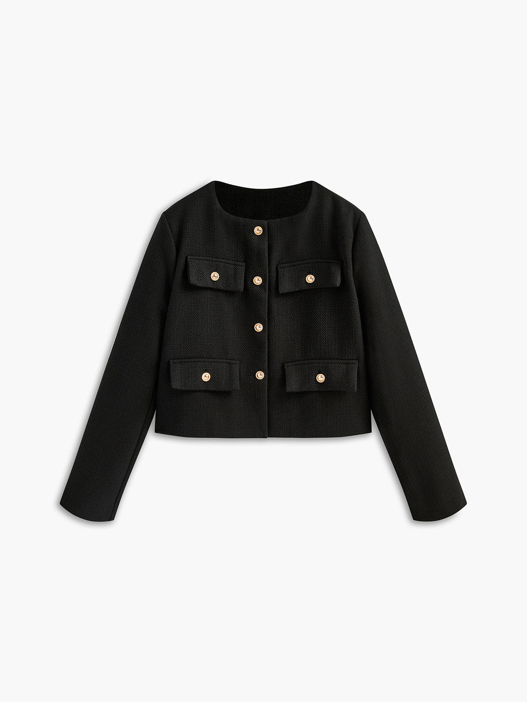 Black Gold Button Tweed Blazer - Camille-XS-The Livary