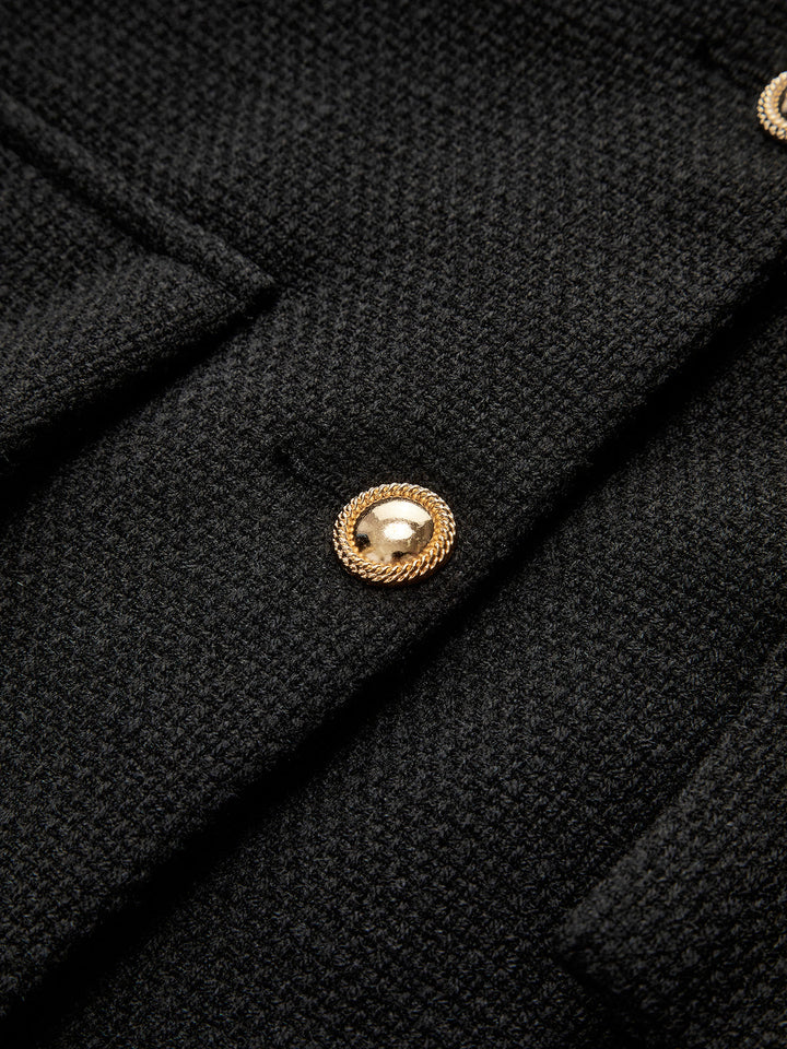 Black Gold Button Tweed Blazer - Camille-XS-The Livary