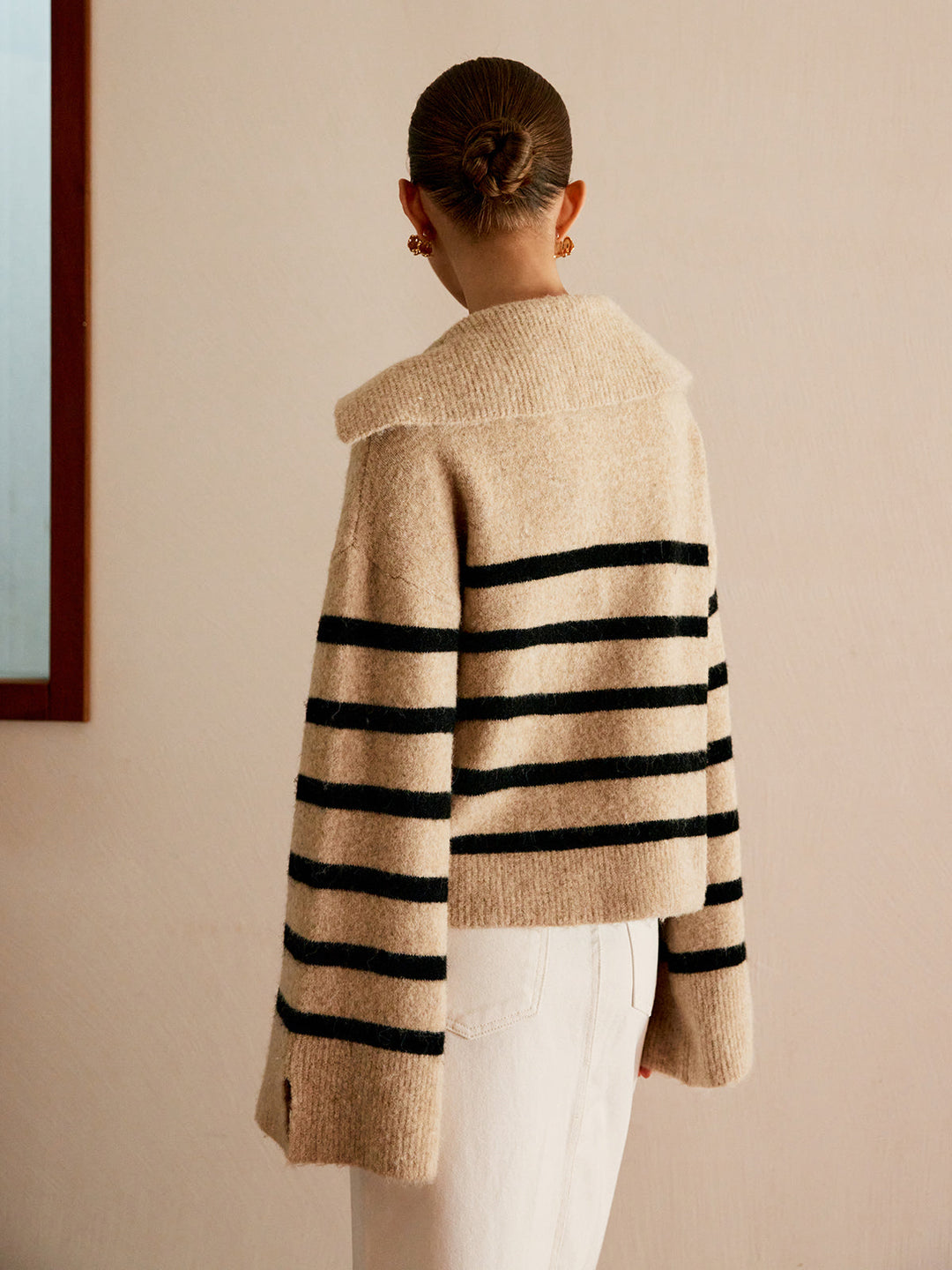 Oversized Striped Sweater for Women - Celina-Beige-XS-The Livary