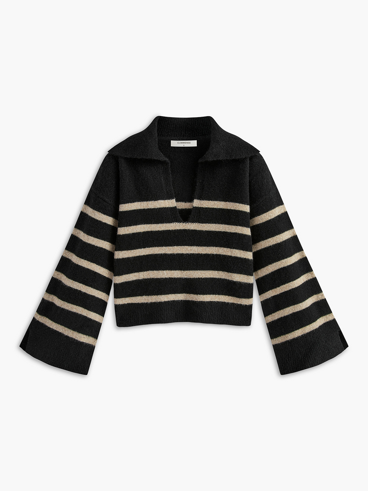 Oversized Striped Sweater for Women - Celina-Black-XS-The Livary