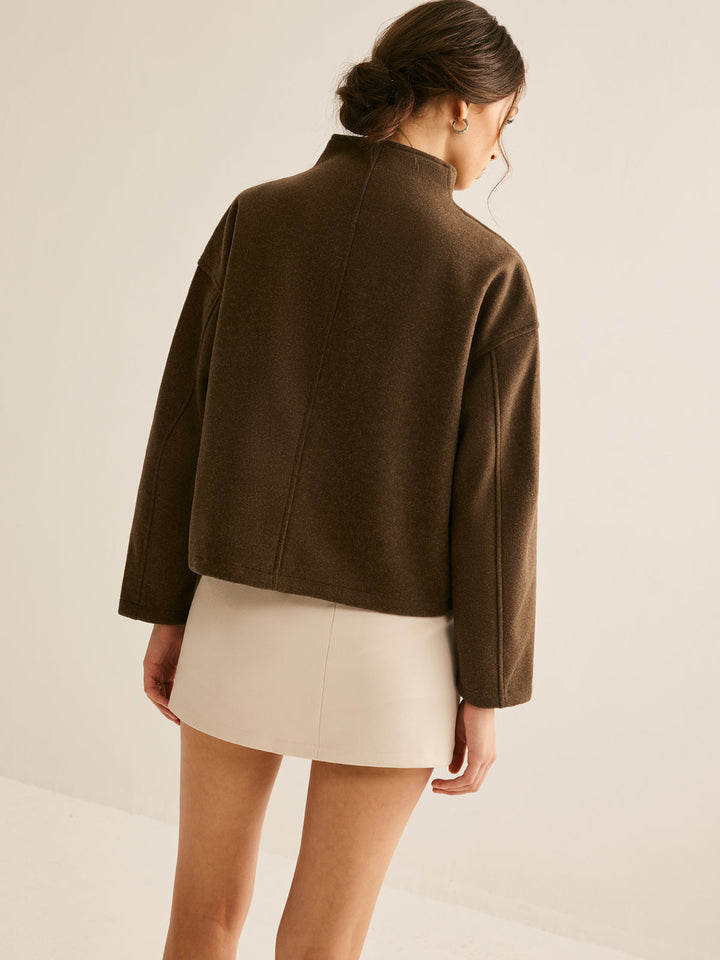 Brown Zipper Jacket for Women - Elena-XS-The Livary