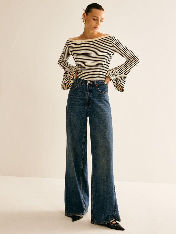 Cold-Shoulder Striped Shirt for Women - Selene-XS-The Livary