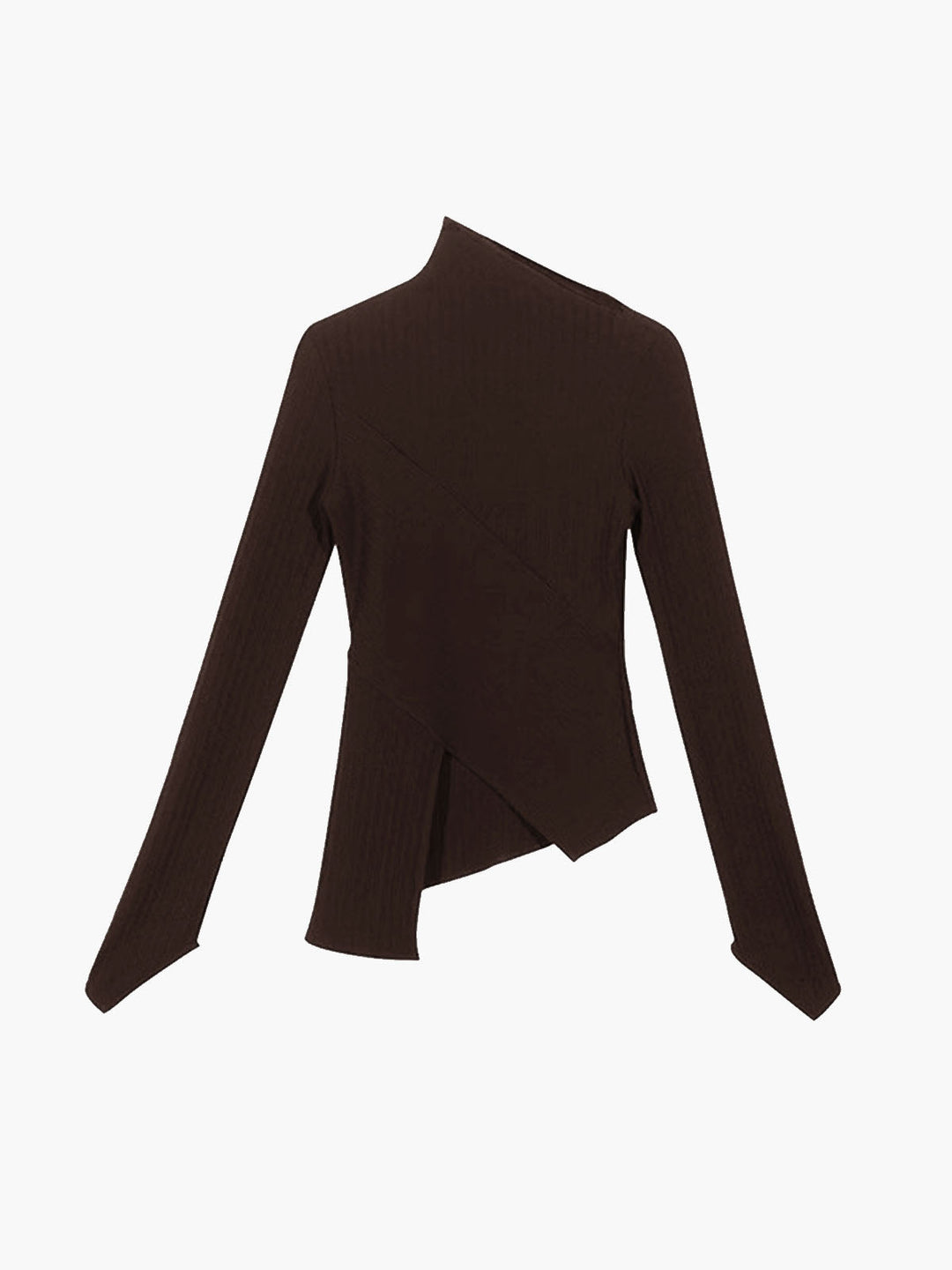 Asymmetrical Jumper with Cut for Ladies - Amelia-Black-XS-The Livary