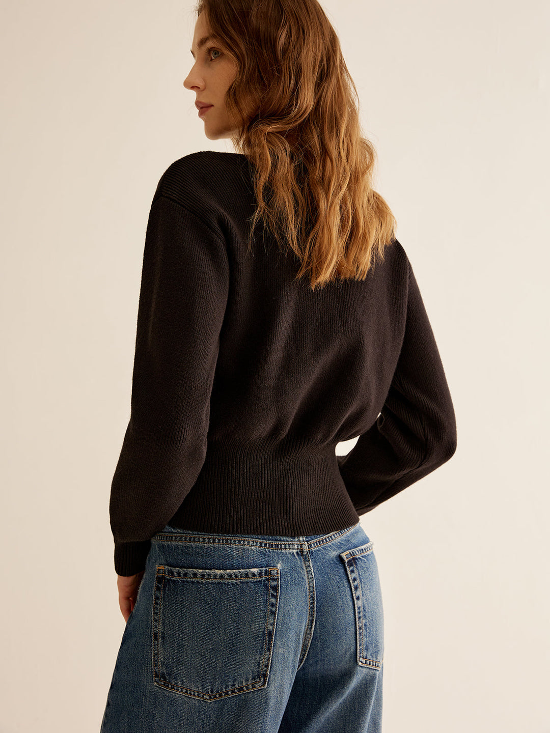 Black Sweater with 2 Buttons for Women - Alina-XS-The Livary
