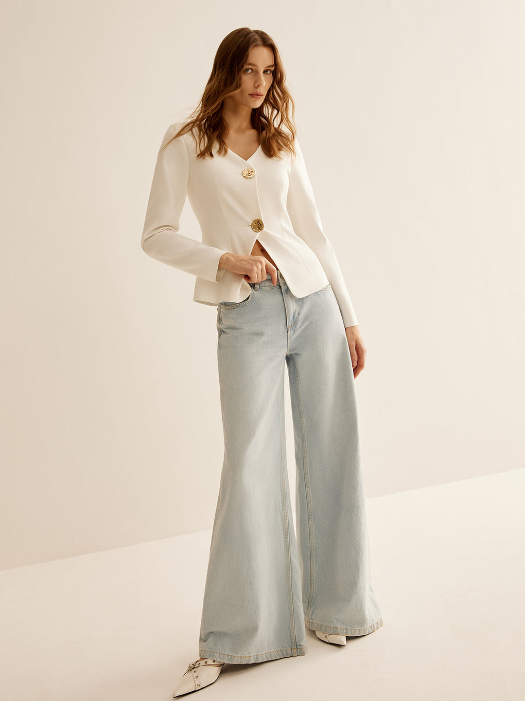 White Slim Fit Ladies Blazer - Clara-XS-The Livary