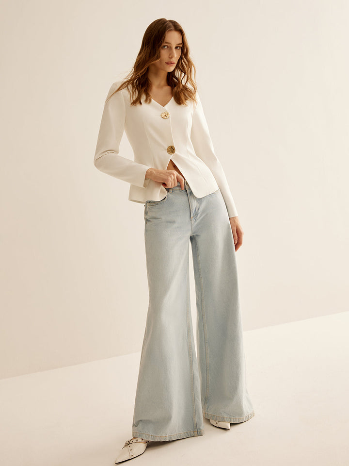 White Slim Fit Ladies Blazer - Clara-XS-The Livary