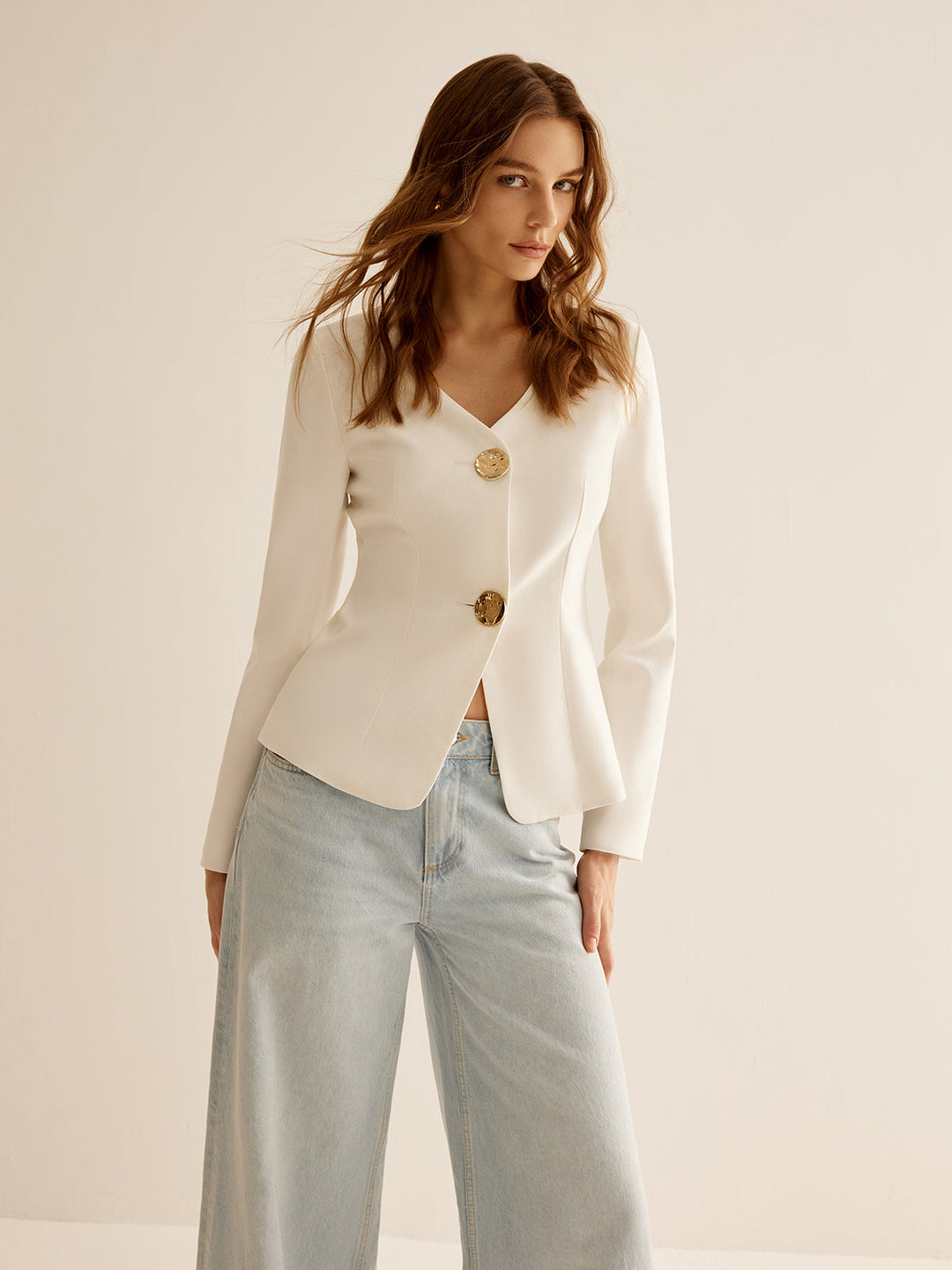White Slim Fit Ladies Blazer - Clara-XS-The Livary
