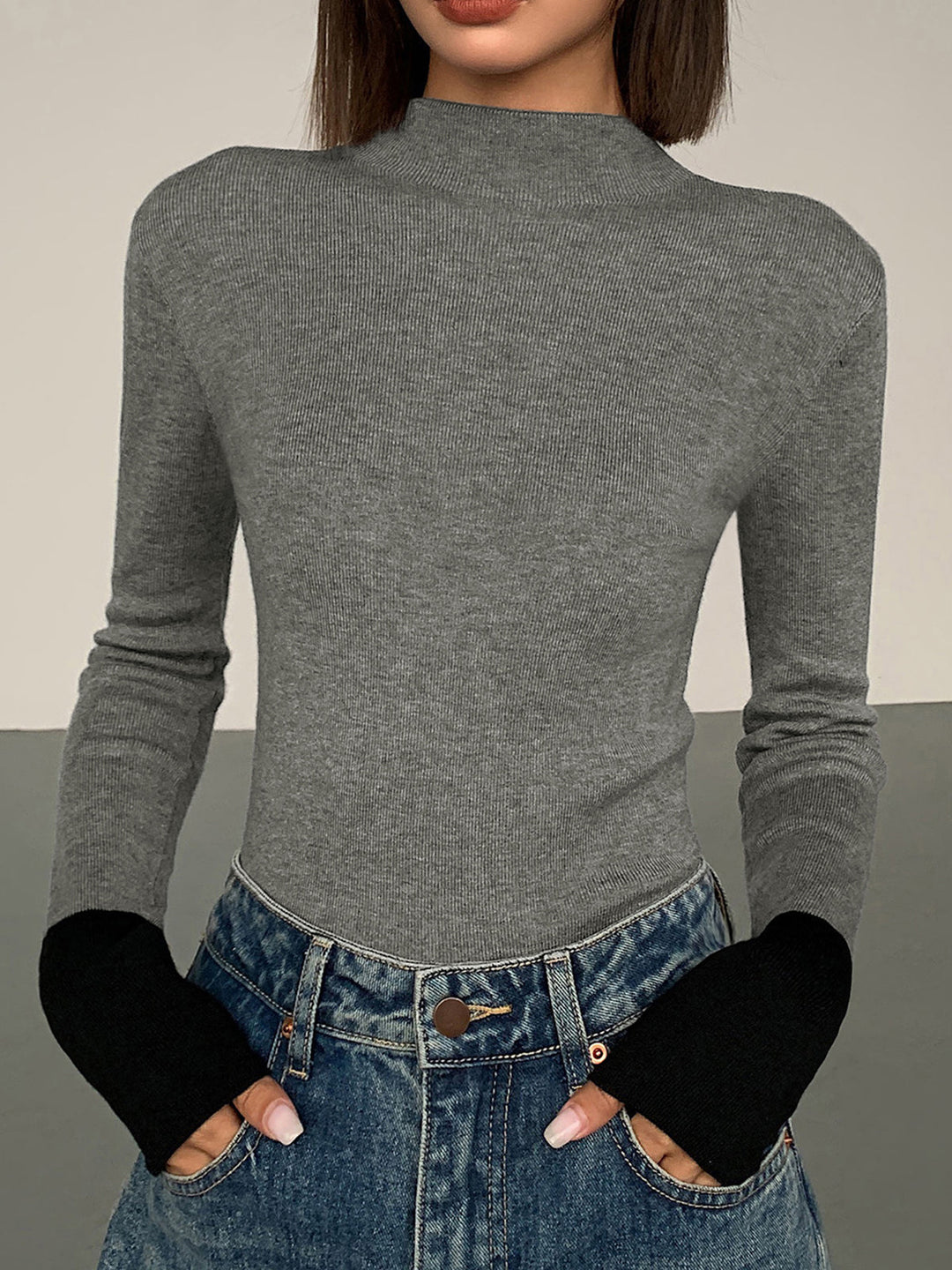 Long Sleeve Contrast Top for Women - Lana-Black-XS-The Livary