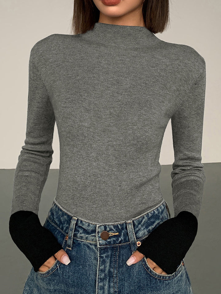 Long Sleeve Contrast Top for Women - Lana-Black-XS-The Livary