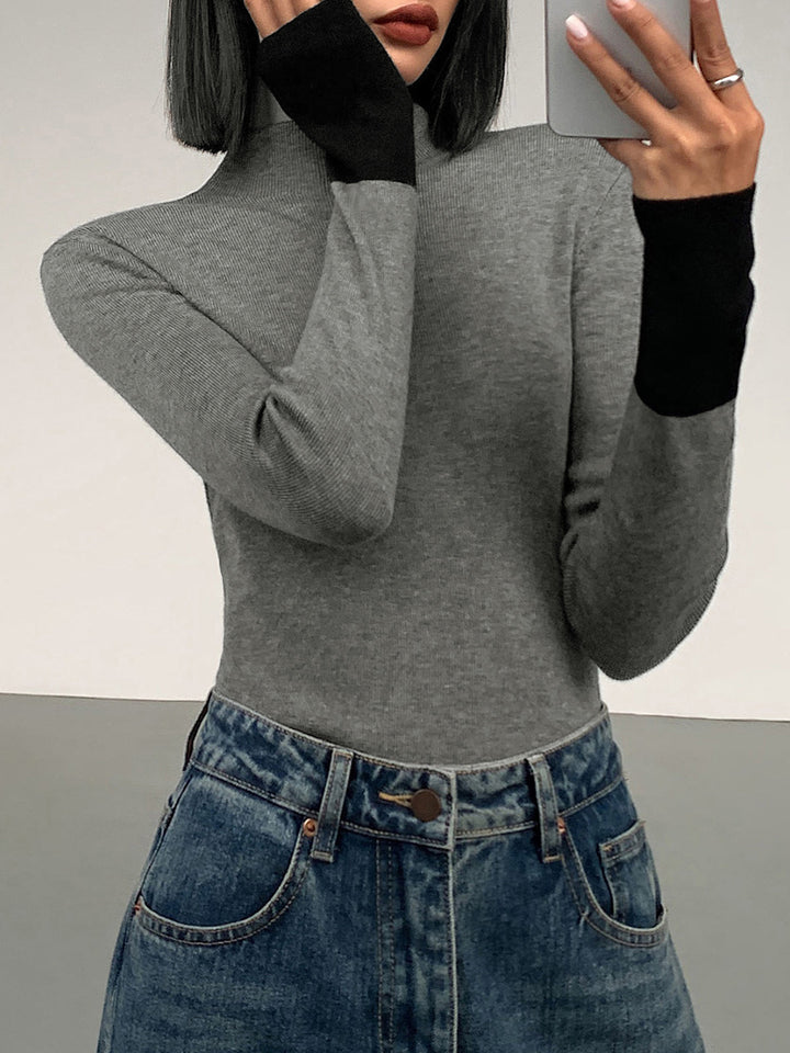 Long Sleeve Contrast Top for Women - Lana-Black-XS-The Livary