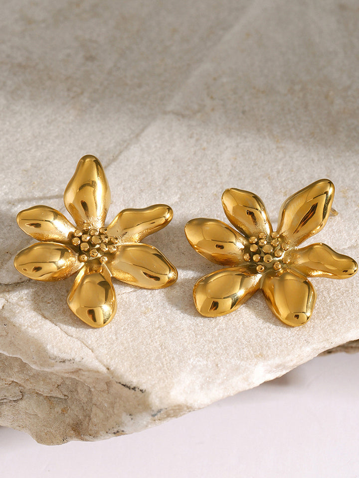 Stylish Flower Earrings - Florina-Gold-The Livary