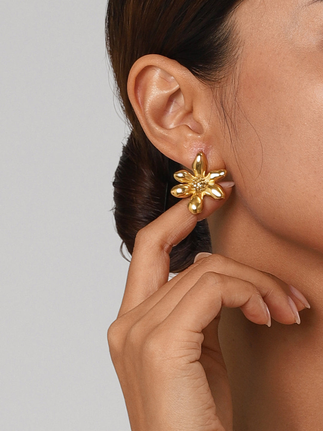 Stylish Flower Earrings - Florina-Gold-The Livary