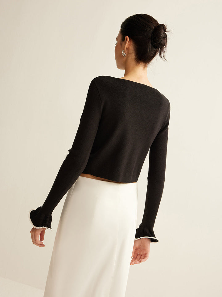 Black Skinny Ruffle Cardigan for Women - Isabella-XS-The Livary