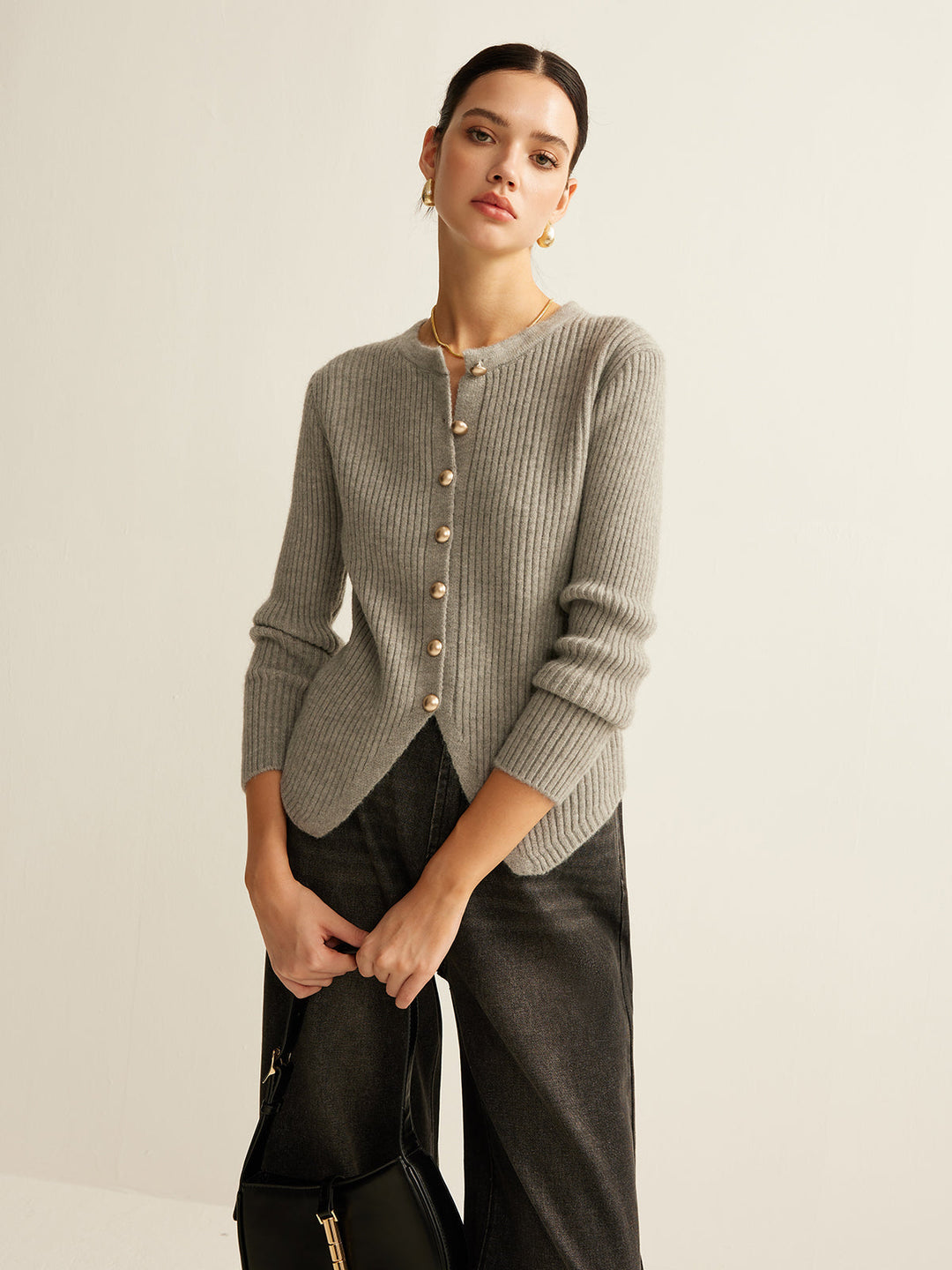 Sweater with Buttons for Women - Elise-Grey-XS-The Livary