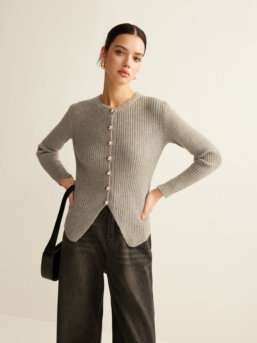 Sweater with Buttons for Women - Elise-Grey-XS-The Livary