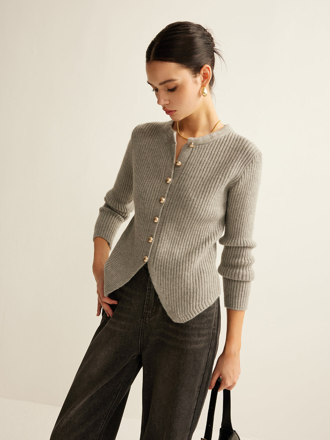 Sweater with Buttons for Women - Elise-Grey-XS-The Livary