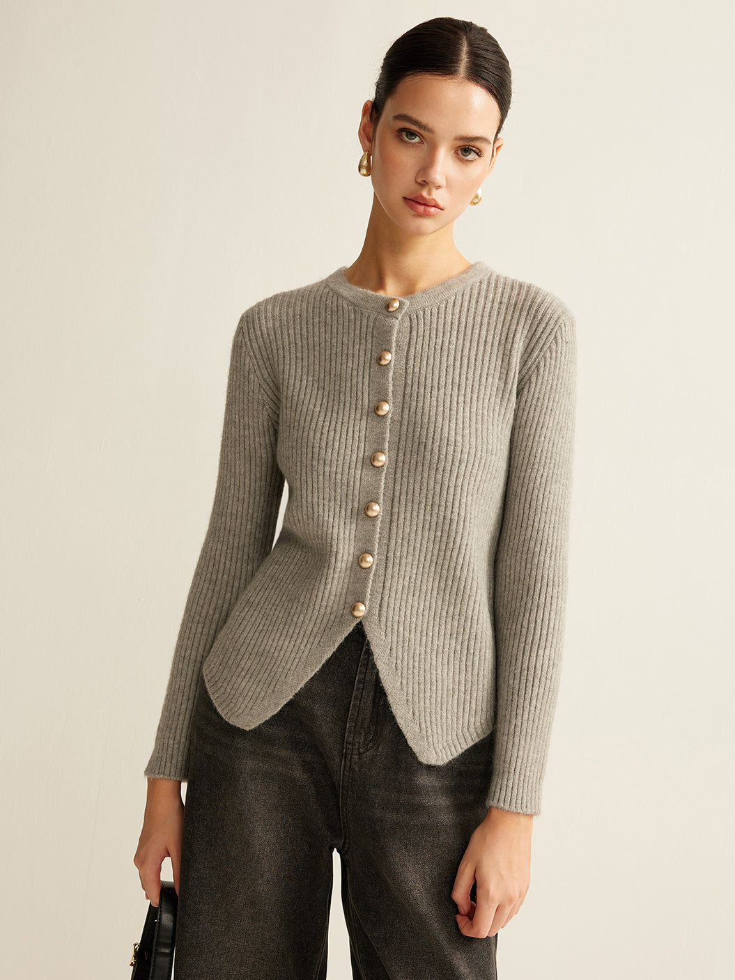 Sweater with Buttons for Women - Elise-Grey-XS-The Livary