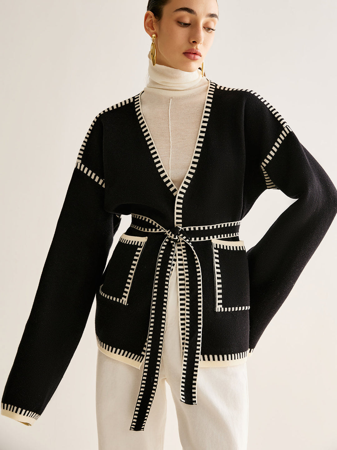 Tied Cardigan with Belt for Women - Celine-S-The Livary
