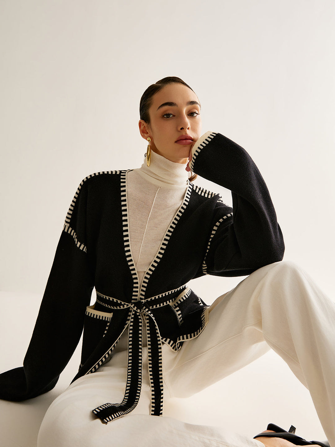 Tied Cardigan with Belt for Women - Celine-S-The Livary