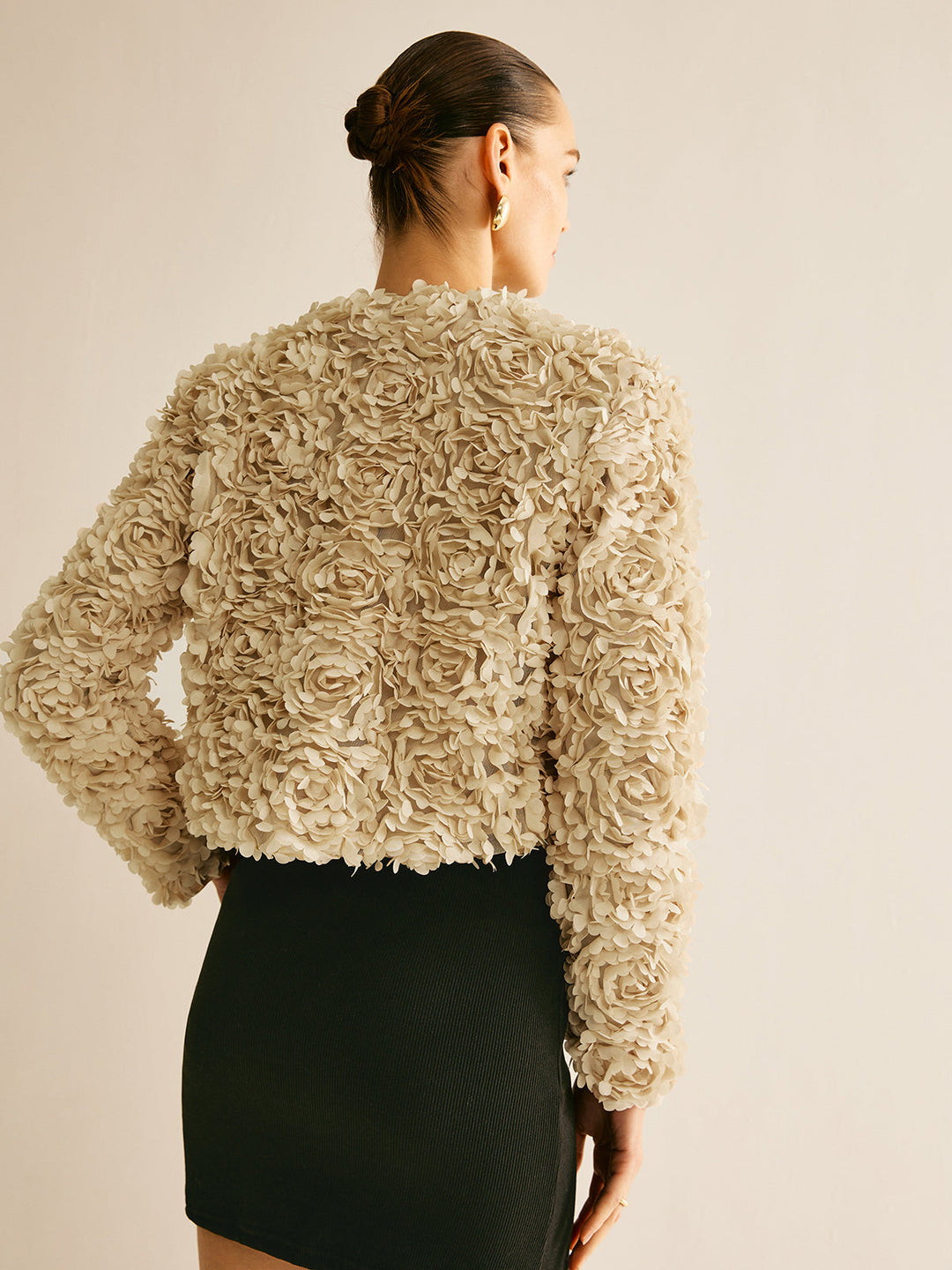 Beige Crew Neck Blazer for Women - Olivia-XS-The Livary