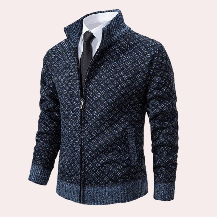 Runia - Knitted Cardigan for Men-Blue-grey-S-The Livary