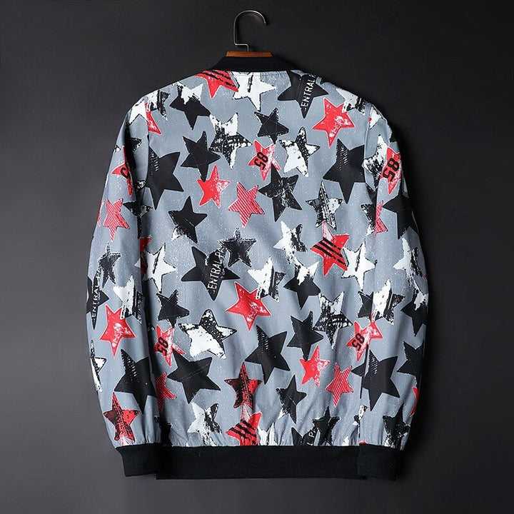 Abstract Printed Men's Bomber Jacket - Enzo-Black White-S-The Livary