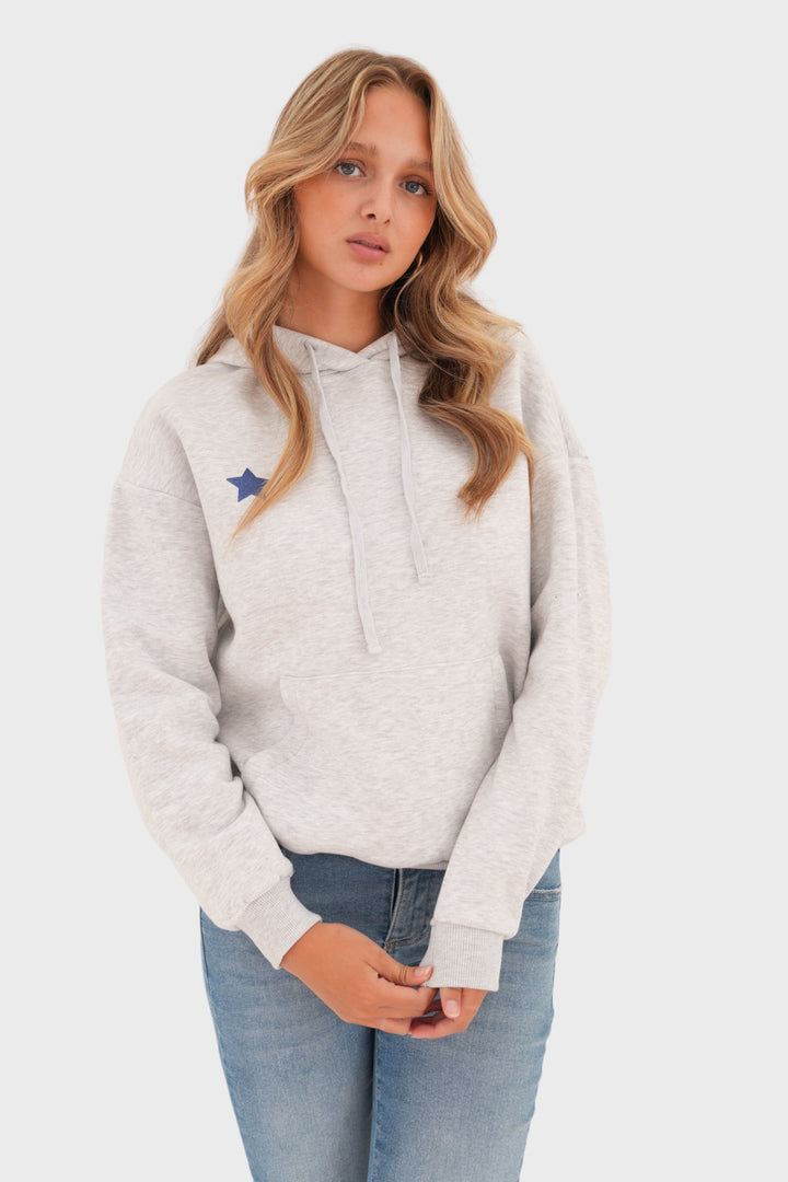 Grey Ladies' Sweater with Playful Star Print - LunaStar-XS-The Livary