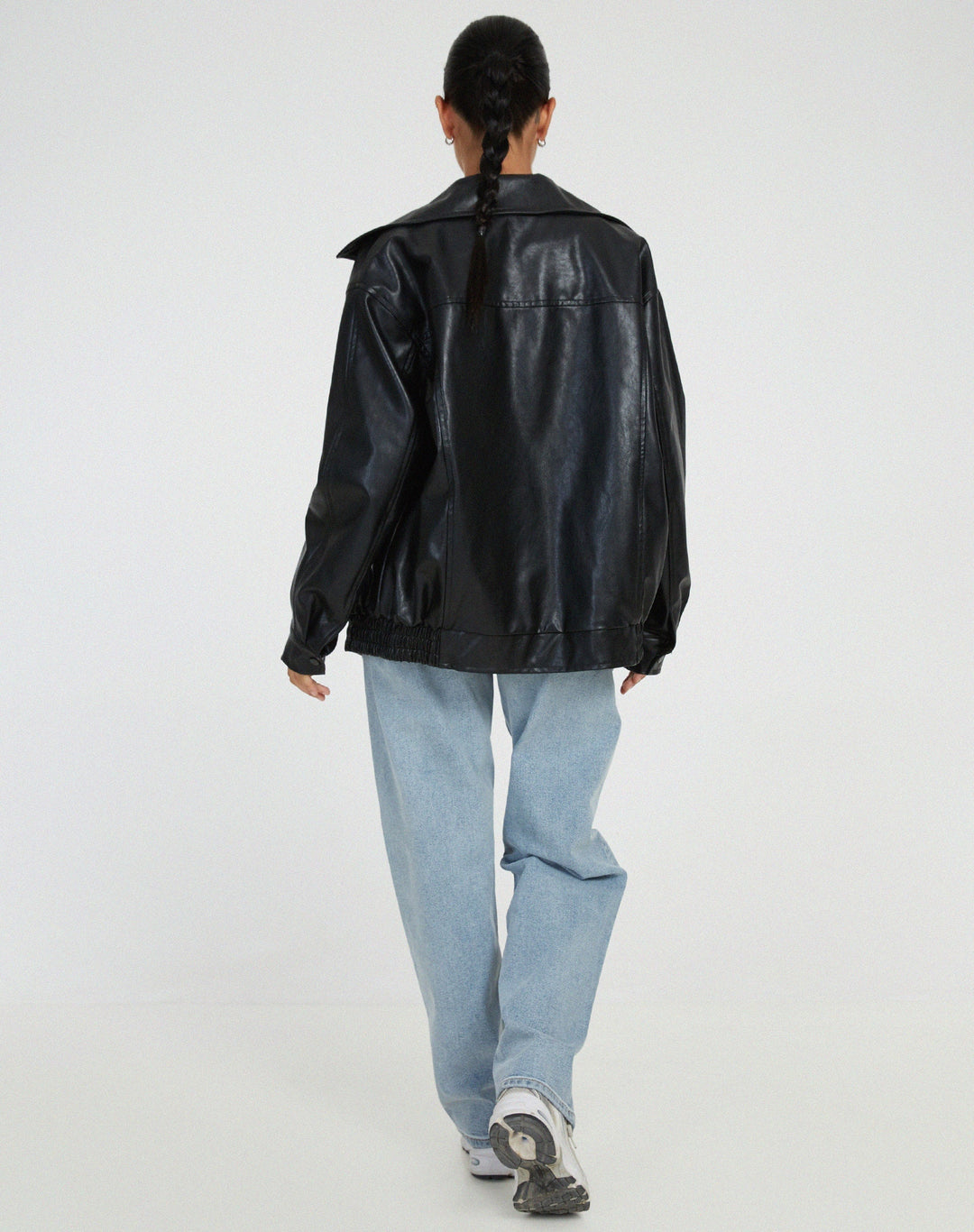 Oversized Loose Leather Women's Jacket – Yara-Brown-XS-The Livary