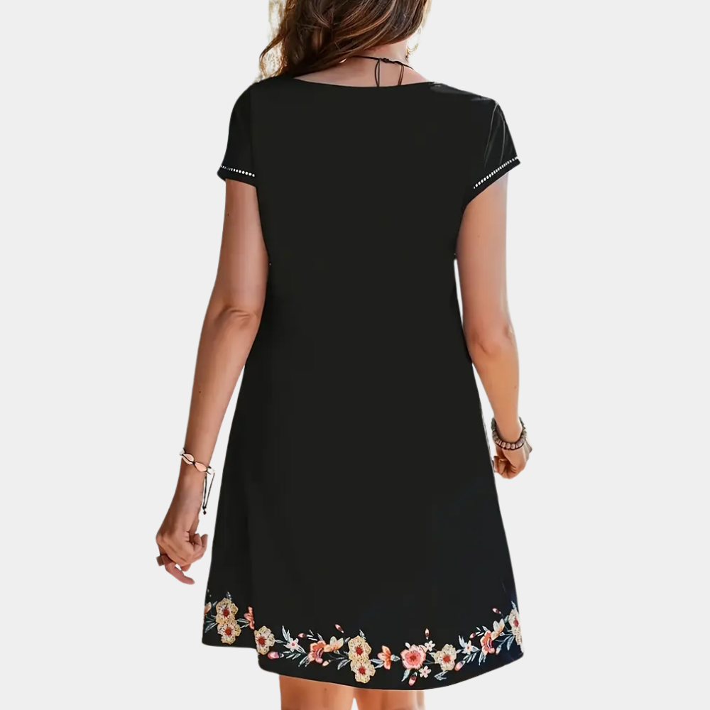 Black Floral Summer Dress - Sofia-XS-The Livary
