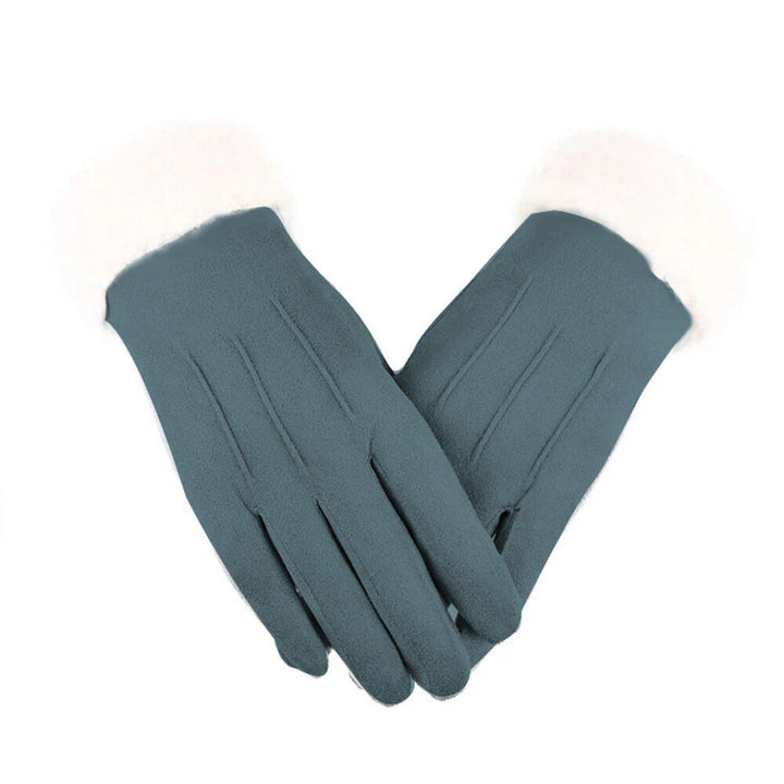 Trendy Suede Ladies Gloves - Mirella-Blue-The Livary
