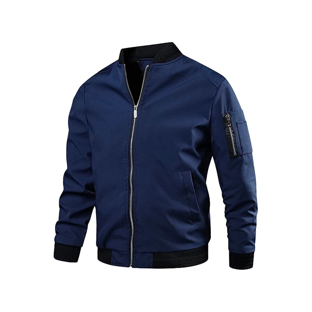 Light & trendy men's bomber jacket with zipper – Jaron-Dark blue-M-The Livary