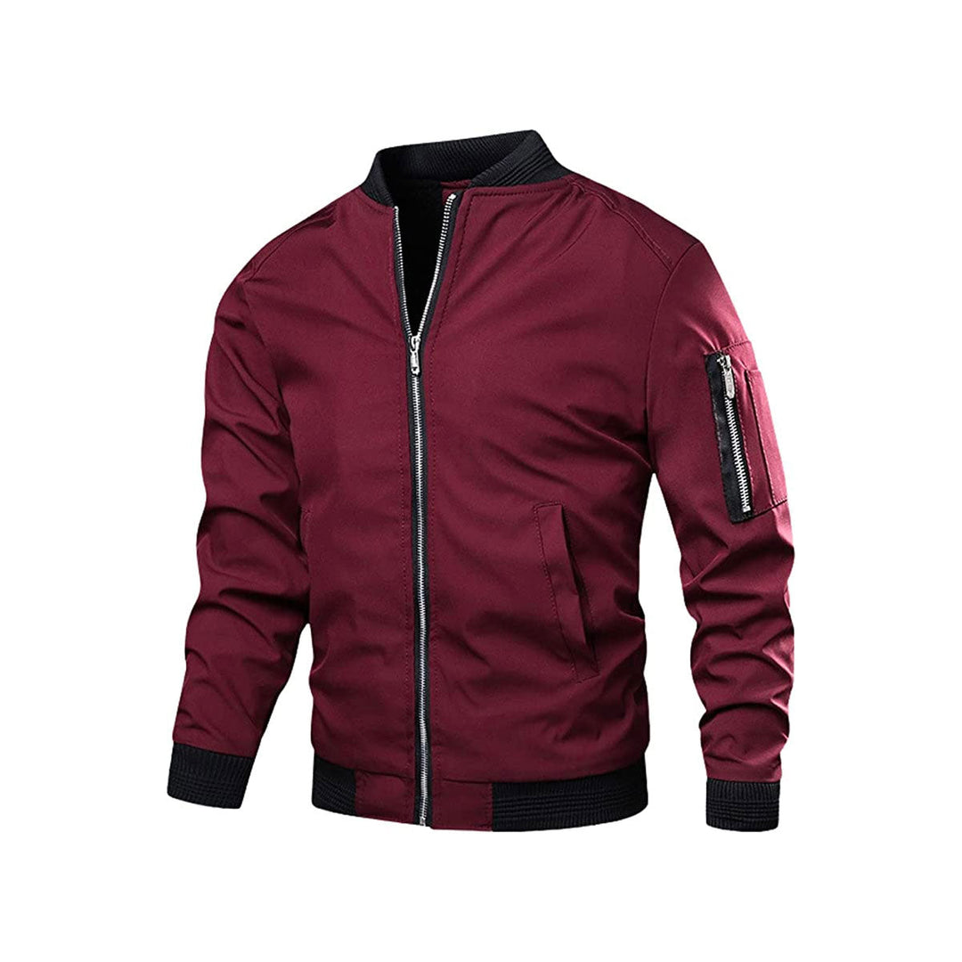 Light & trendy men's bomber jacket with zipper – Jaron-Red-M-The Livary